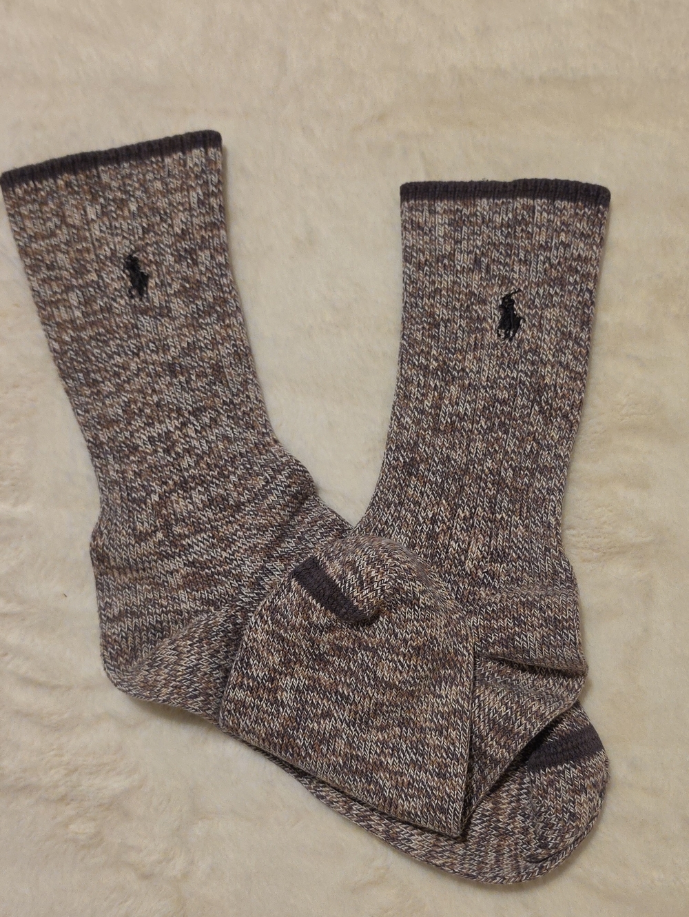 Ralph Lauren Ribbed Marled Crew Socks - Brown (Men's)